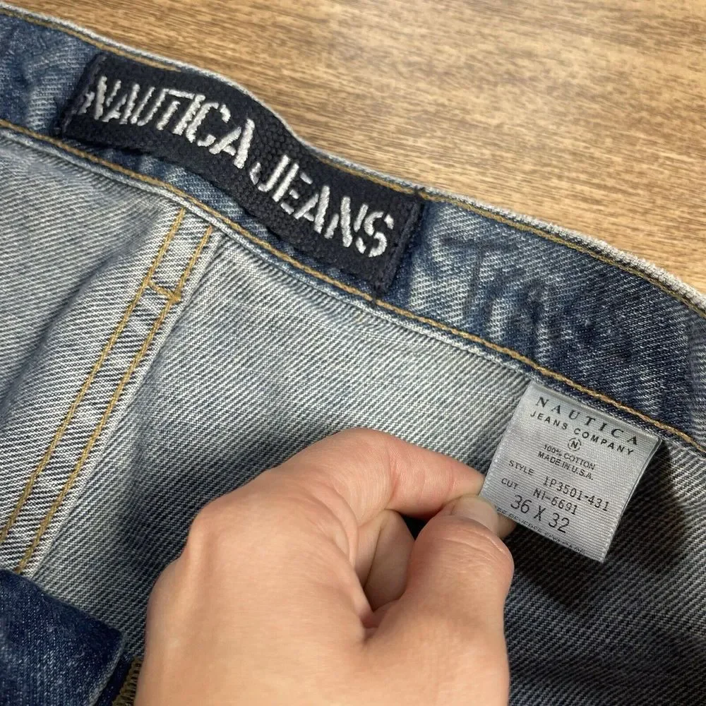 VTG Nautica Jeans Men's 36x30 Carpenter Loose Baggy‎ Wide Leg Y2K Skater Hip Hop
